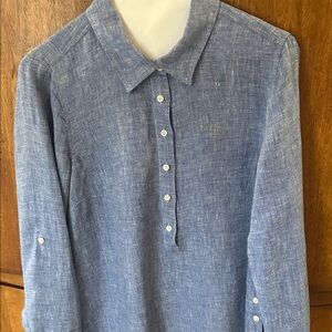 Talbots Light Blue Linen Blouse